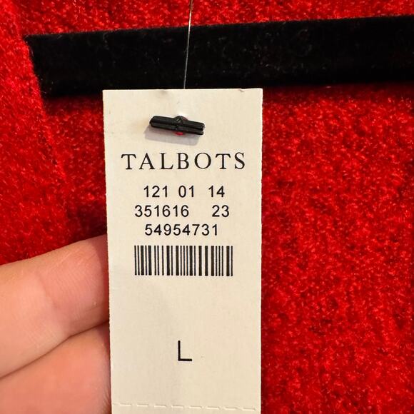 New Talbots Sweater Red V-Neck Button-Up Front Pockets Long Sleeve Sz L - Picture 3 of 6
